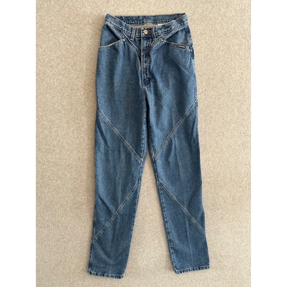 VTG Rockies Womens High Rise Western V-Yoke Jeans Medium Wash Blue 32 (fits 28)